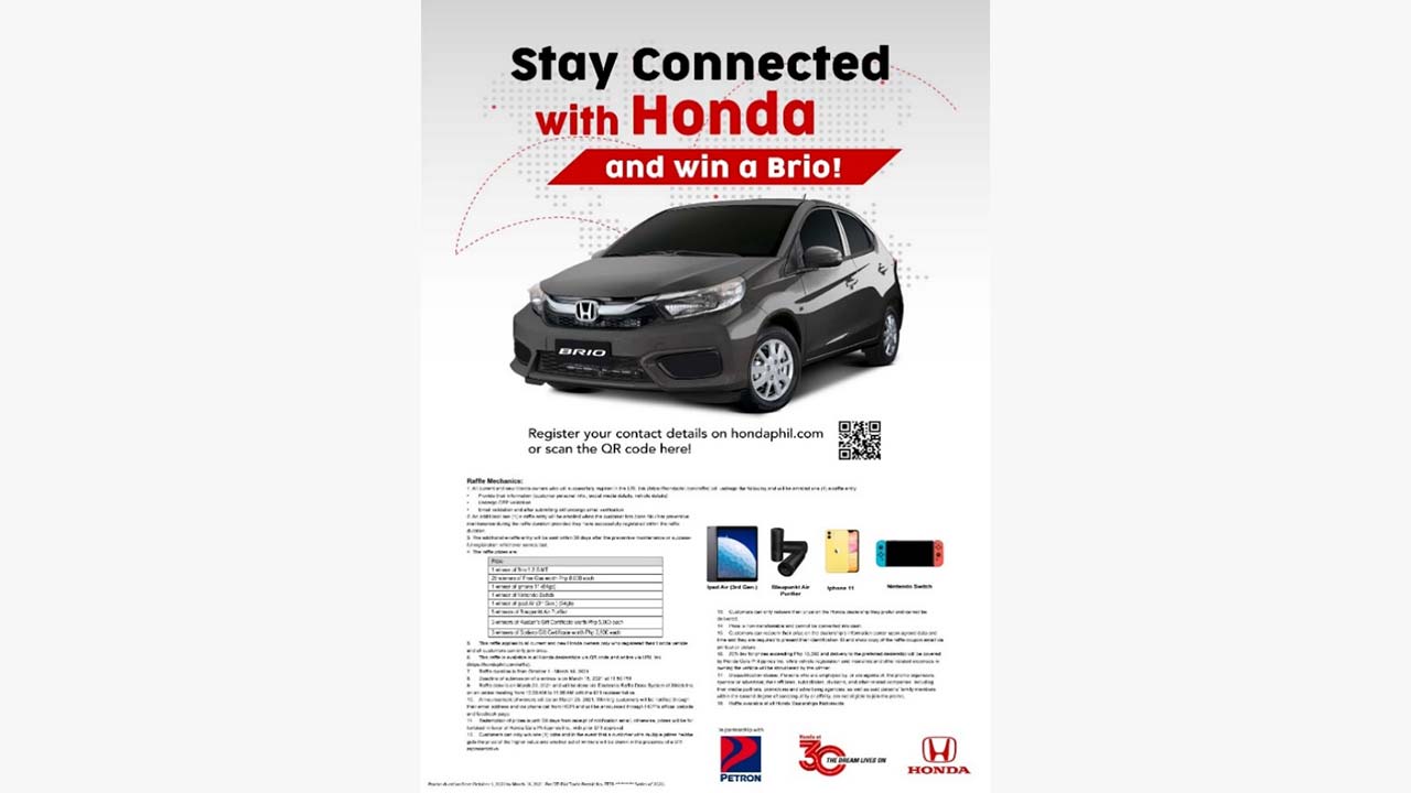 Industry News Honda Kicks Off 30th Anniversary With Deals Brio Giveaway Auto Focus